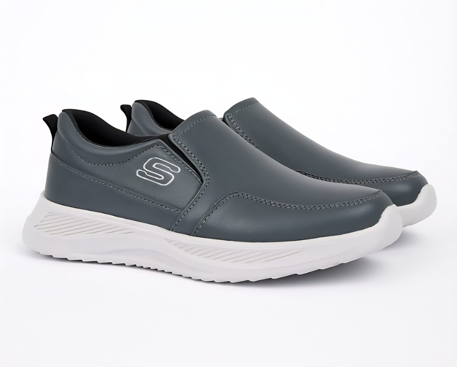Steel Grey Modern Comfort Slip-On Sneakers – Trendy Everyday Wear